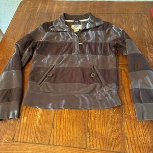 Vintage Nike Sweater Kid’s Small (4-6)Brown Striped Pullover 1/2 Zip *RARE*